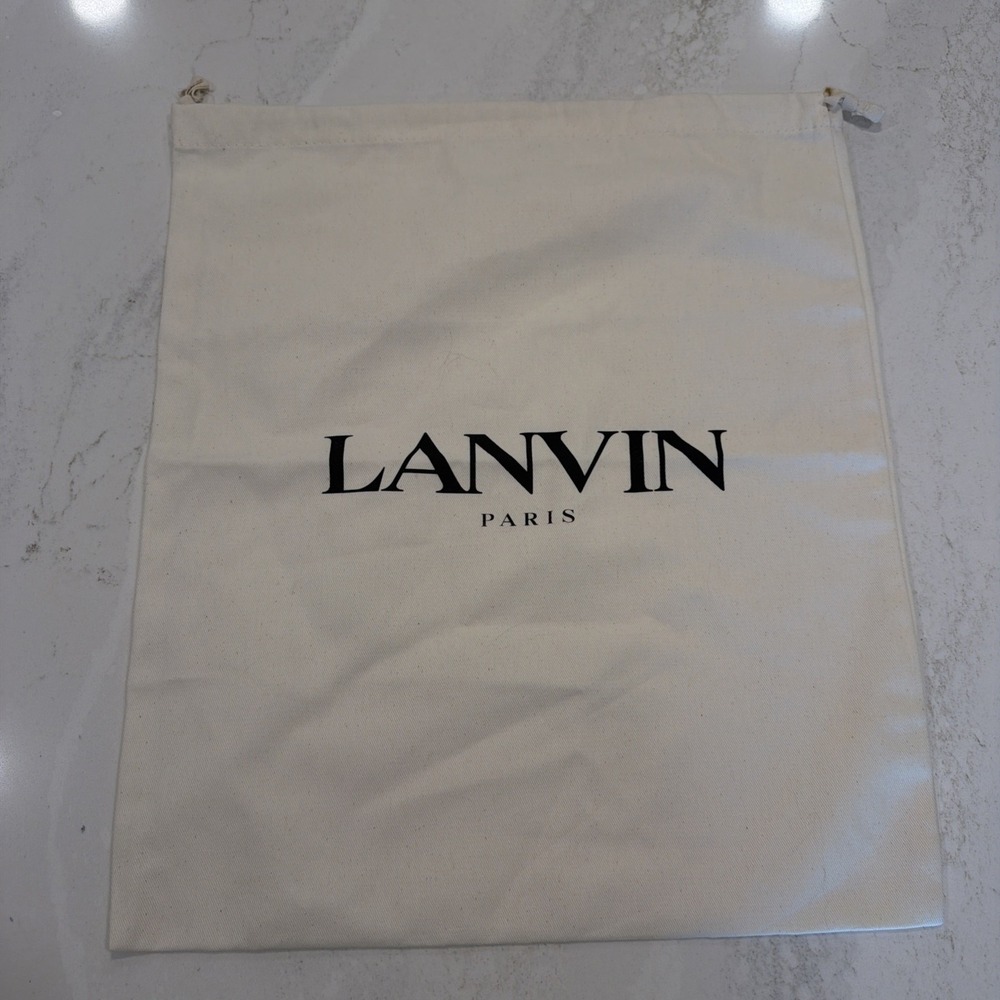 Lanvin Paris cream-color cloth drawstring gift bag 15x18 New